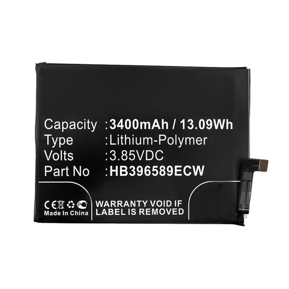 Batteries N Accessories BNA-WB-P12002 Cell Phone Battery - Li-Pol, 3.85V, 3400mAh, Ultra High Capacity - Replacement for Huawei HB396589ECW Battery