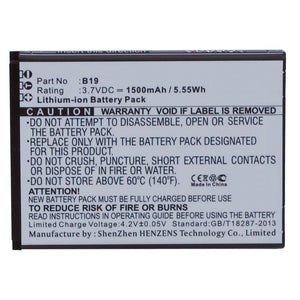 Batteries N Accessories BNA-WB-L10022 Cell Phone Battery - Li-ion, 3.7V, 1500mAh, Ultra High Capacity - Replacement for BQ BT-1950-259 Battery
