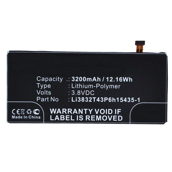 Batteries N Accessories BNA-WB-P3729 Cell Phone Battery - Li-Pol, 3.8V, 3200 mAh, Ultra High Capacity Battery - Replacement for ZTE Li3832T43P6h15435-1 Battery