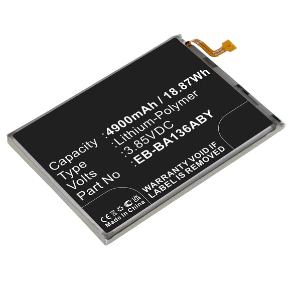 Batteries N Accessories BNA-WB-P17365 Cell Phone Battery - Li-Pol, 3.85V, 4900mAh, Ultra High Capacity - Replacement for Samsung EB-BA136ABY Battery