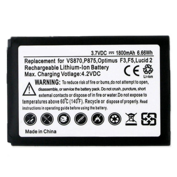Batteries N Accessories BNA-WB-BLI-1351-1.8 Cell Phone Battery - Li-Ion, 3.7V, 1800 mAh, Ultra High Capacity Battery - Replacement for LG BL-59JH Battery