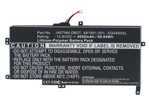 Batteries N Accessories BNA-WB-P4593 Laptops Battery - Li-Pol, 14.8V, 4050 mAh, Ultra High Capacity Battery - Replacement for HP 681951-001 Battery