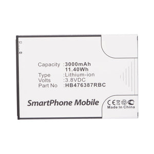 Batteries N Accessories BNA-WB-L11985 Cell Phone Battery - Li-ion, 3.8V, 3000mAh, Ultra High Capacity - Replacement for Huawei HB476387RBC Battery