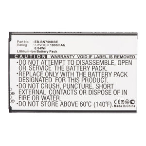 Batteries N Accessories BNA-WB-L13141 Cell Phone Battery - Li-ion, 3.8V, 1800mAh, Ultra High Capacity - Replacement for Samsung EB-BN750BBC Battery