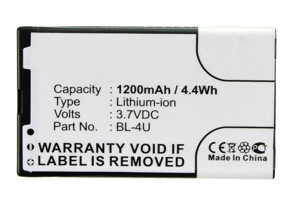 Batteries N Accessories BNA-WB-L3198 Cell Phone Battery - Li-Ion, 3.7V, 1200 mAh, Ultra High Capacity Battery - Replacement for Blu BL-4U Battery