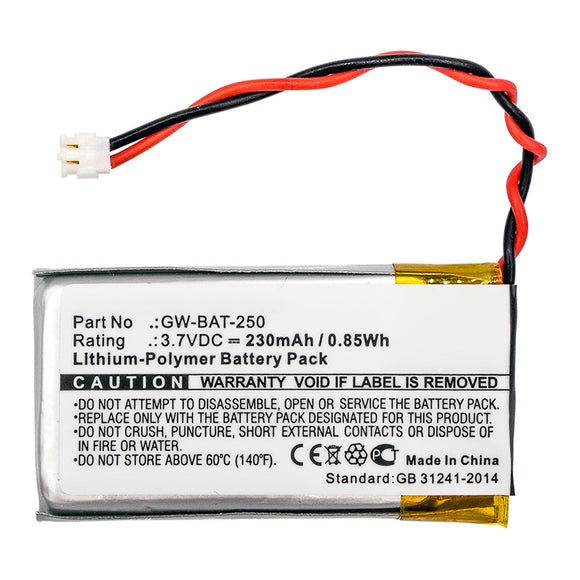 Batteries N Accessories BNA-WB-P14193 Equipment Battery - Li-Pol, 3.7V, 230mAh, Ultra High Capacity - Replacement for Vernier GW-BAT-250 Battery