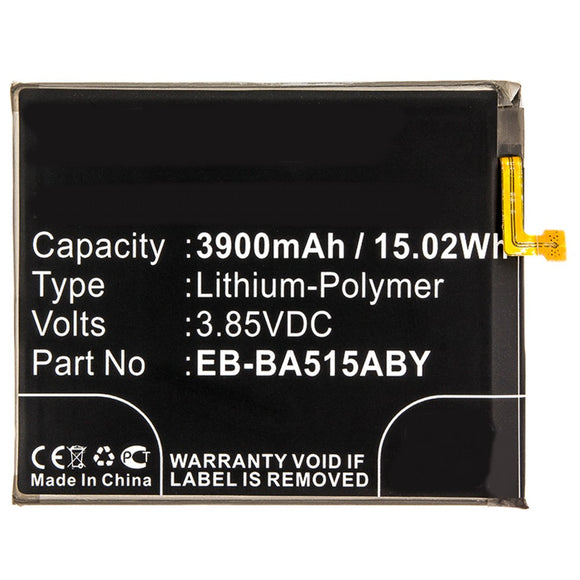 Batteries N Accessories BNA-WB-P8768 Cell Phone Battery - Li-Pol, 3.85V, 3900mAh, Ultra High Capacity - Replacement for Samsung EB-BA515ABE Battery