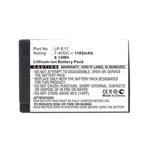 Batteries N Accessories BNA-WB-L15725 Digital Camera Battery - Li-ion, 7.4V, 1100mAh, Ultra High Capacity - Replacement for Canon LP-E17 Battery