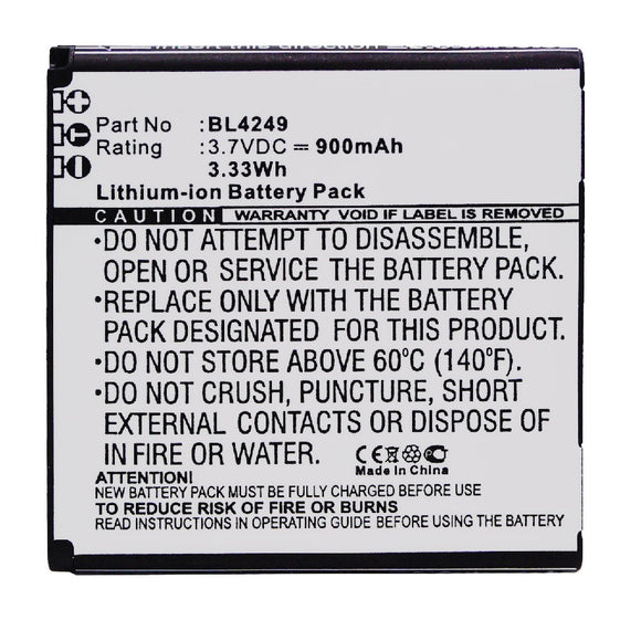 Batteries N Accessories BNA-WB-L11334 Cell Phone Battery - Li-ion, 3.7V, 900mAh, Ultra High Capacity - Replacement for Fly BL4249 Battery