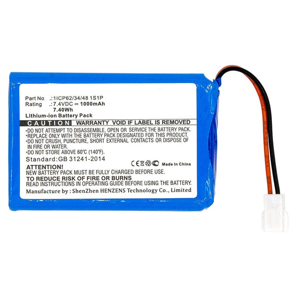 Batteries N Accessories BNA-WB-L8631 Credit Card Reader Battery - Li-ion, 7.4V, 1000mAh, Ultra High Capacity Battery - Replacement for CTMS 1ICP62/34/48 1S1P Battery