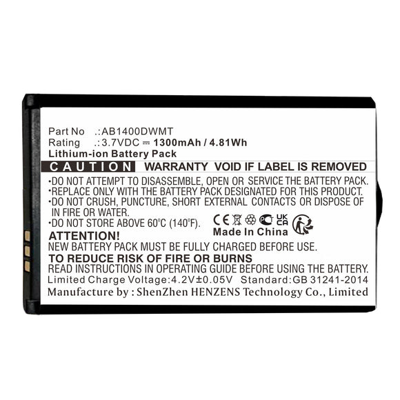 Batteries N Accessories BNA-WB-L17741 Cell Phone Battery - Li-ion, 3.7V, 1300mAh, Ultra High Capacity - Replacement for Philips AB1400DWMT Battery