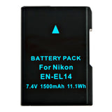Batteries N Accessories BNA-WB-ENEL14 Digital Camera Battery - Li-ion, 7.4V, 1250 mAh, Ultra High Capacity Battery - Replacement for Nikon EN-EL14 Battery