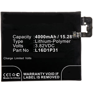 Batteries N Accessories BNA-WB-P8328 Cell Phone Battery - Li-Pol, 3.82V, 4000mAh, Ultra High Capacity Battery - Replacement for Lenovo L16D1P31 Battery