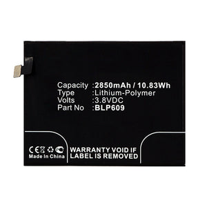 Batteries N Accessories BNA-WB-P14729 Cell Phone Battery - Li-Pol, 3.8V, 2850mAh, Ultra High Capacity - Replacement for OPPO BLP609 Battery