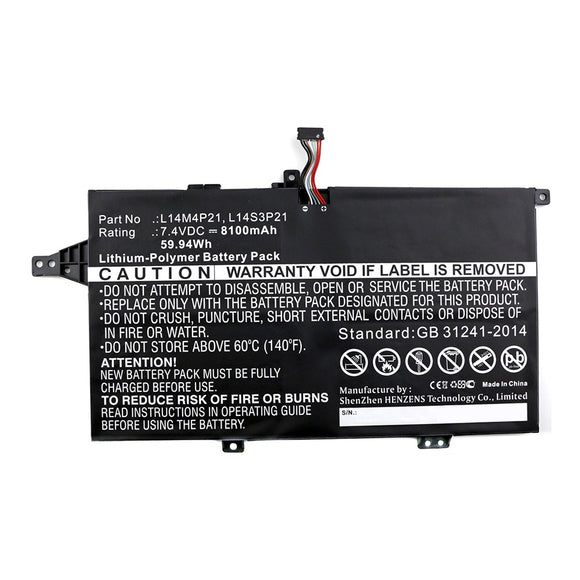 Batteries N Accessories BNA-WB-P12556 Laptop Battery - Li-Pol, 7.4V, 8100mAh, Ultra High Capacity - Replacement for Lenovo L14M3P22 Battery
