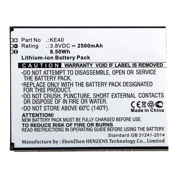 Batteries N Accessories BNA-WB-L14562 Cell Phone Battery - Li-ion, 3.8V, 2500mAh, Ultra High Capacity - Replacement for Motorola KE40 Battery