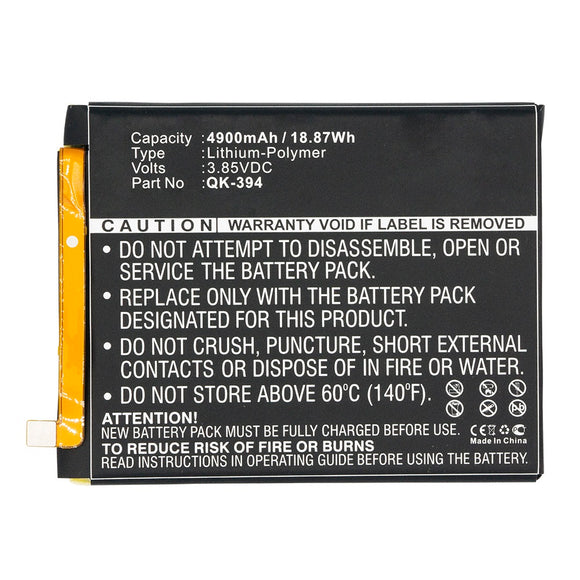 Batteries N Accessories BNA-WB-P12379 Cell Phone Battery - Li-Pol, 3.85V, 4900mAh, Ultra High Capacity - Replacement for QiKU QK-394 Battery