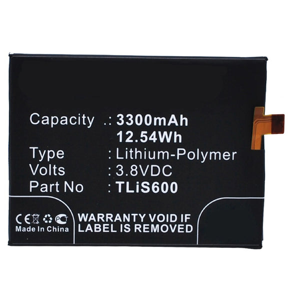 Batteries N Accessories BNA-WB-P3036 Cell Phone Battery - Li-Pol, 3.8V, 3300 mAh, Ultra High Capacity Battery - Replacement for Alcatel Li3834t43p6h886740 Battery