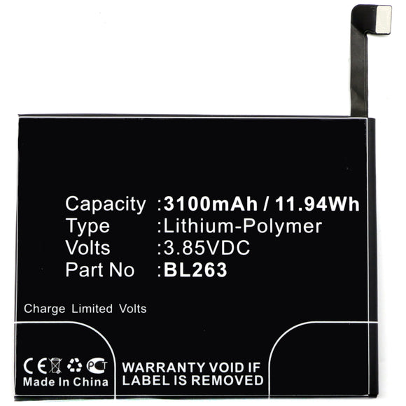 Batteries N Accessories BNA-WB-P3833 Cell Phone Battery - Li-Pol, 3.85, 3100mAh, Ultra High Capacity Battery - Replacement for Lenovo BL263 Battery