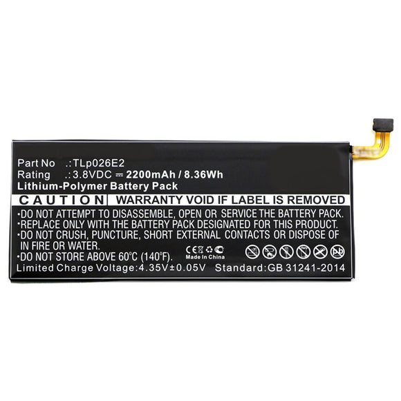 Batteries N Accessories BNA-WB-P3032 Cell Phone Battery - Li-Pol, 3.8V, 2200 mAh, Ultra High Capacity Battery - Replacement for Alcatel TLp026E2 Battery