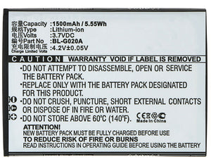 Batteries N Accessories BNA-WB-L3293 Cell Phone Battery - Li-Ion, 3.7V, 1500 mAh, Ultra High Capacity Battery - Replacement for GIONEE BL-G020A Battery