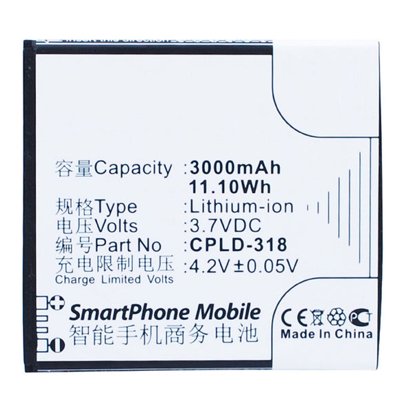 Batteries N Accessories BNA-WB-L3246 Cell Phone Battery - Li-Ion, 3.7V, 3000 mAh, Ultra High Capacity Battery - Replacement for Coolpad CPLD-318 Battery
