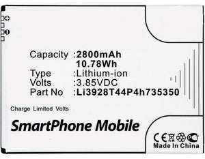 Batteries N Accessories BNA-WB-L4056 Cell Phone Battery - Li-ion, 3.85, 2800mAh, Ultra High Capacity Battery - Replacement for ZTE Li3928T44P4h735350 Battery