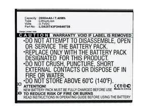Batteries N Accessories BNA-WB-L3722 Cell Phone Battery - Li-Ion, 3.7V, 2000 mAh, Ultra High Capacity Battery - Replacement for ZTE Li3825T43P3H846739 Battery