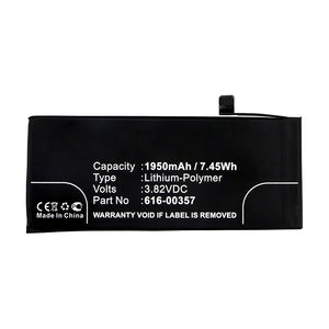 Batteries N Accessories BNA-WB-P12141 Cell Phone Battery - Li-Pol, 3.82V, 1950mAh, Ultra High Capacity - Replacement for Apple 616-00357 Battery
