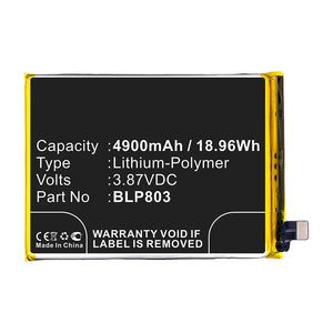 Batteries N Accessories BNA-WB-P14740 Cell Phone Battery - Li-Pol, 3.87V, 4900mAh, Ultra High Capacity - Replacement for OPPO BLP803 Battery