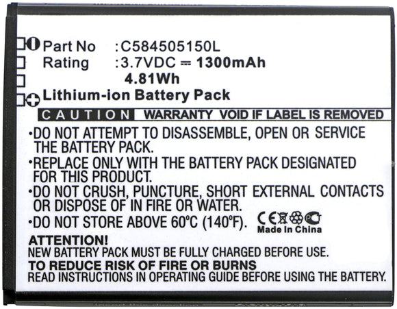 Batteries N Accessories BNA-WB-L8250 Cell Phone Battery - Li-ion, 3.7V, 1300mAh, Ultra High Capacity Battery - Replacement for Blu C584505150L, C584505150T Battery