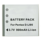 Batteries N Accessories BNA-WB-DLi95 Digital Camera Battery - li-ion, 3.7V, 900 mAh, Ultra High Capacity Battery - Replacement for Pentax D-LI95 Battery