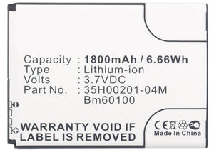 Batteries N Accessories BNA-WB-L3798 Cell Phone Battery - Li-ion, 3.8, 1800mAh, Ultra High Capacity Battery - Replacement for HTC 35H00201-04M, BA S890, BM60100 Battery