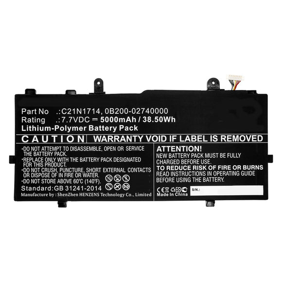 Batteries N Accessories BNA-WB-P10421 Laptop Battery - Li-Pol, 7.7V, 5000mAh, Ultra High Capacity - Replacement for Asus C21N1714 Battery