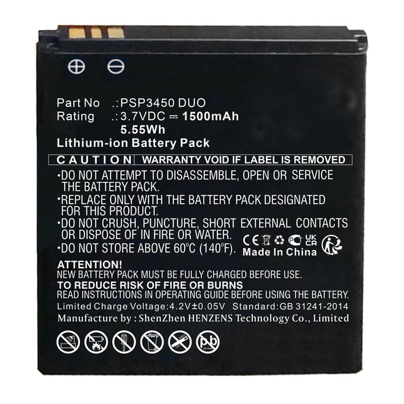Batteries N Accessories BNA-WB-L17743 Cell Phone Battery - Li-ion, 3.7V, 1500mAh, Ultra High Capacity - Replacement for Prestigio PSP3450 DUO Battery