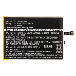Batteries N Accessories BNA-WB-P10005 Cell Phone Battery - Li-Pol, 3.8V, 2450mAh, Ultra High Capacity - Replacement for Blu C795736245L Battery