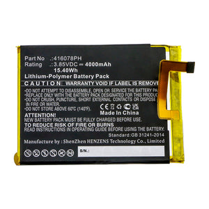 Batteries N Accessories BNA-WB-P15524 Cell Phone Battery - Li-Pol, 3.85V, 4000mAh, Ultra High Capacity - Replacement for Blackview 416078PH Battery