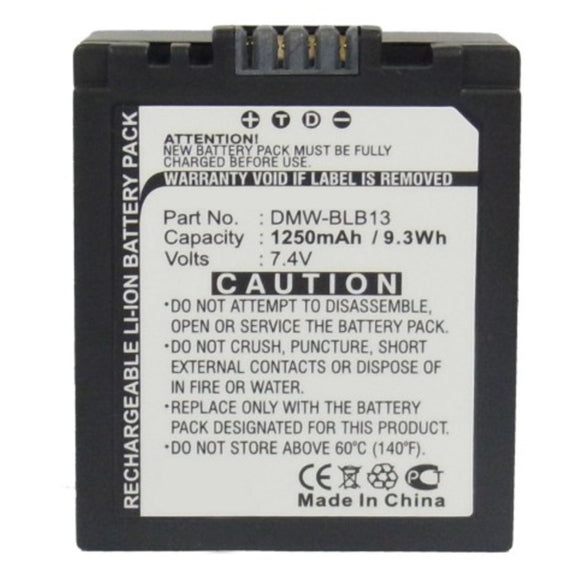 Batteries N Accessories BNA-WB-L9056 Digital Camera Battery - Li-ion, 7.4V, 1250mAh, Ultra High Capacity - Replacement for Panasonic DMW-BLB13 Battery