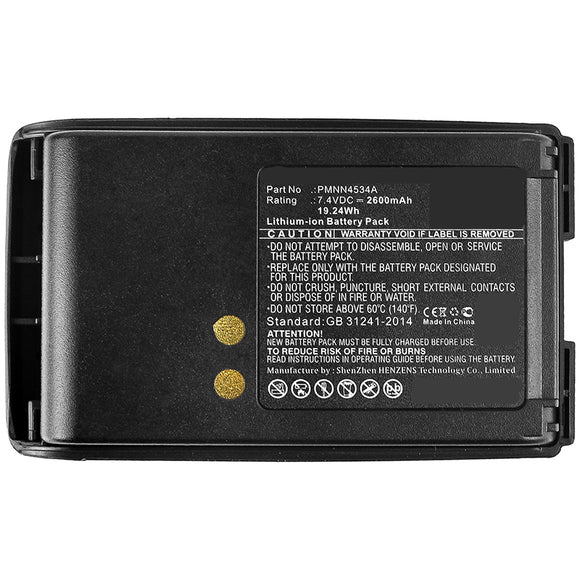 Batteries N Accessories BNA-WB-L8020 2-Way Radio Battery - Li-ion, 7.4V, 2600mAh, Ultra High Capacity Battery - Replacement for Motorola PMNN4534A Battery