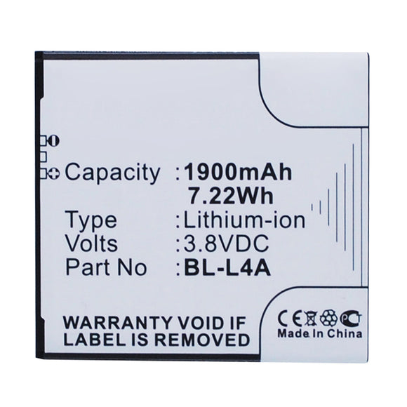 Batteries N Accessories BNA-WB-L14540 Cell Phone Battery - Li-ion, 3.8V, 1900mAh, Ultra High Capacity - Replacement for Microsoft BL-L4A Battery