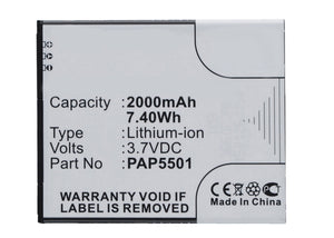 Batteries N Accessories BNA-WB-L3558 Cell Phone Battery - Li-Ion, 3.7V, 2000 mAh, Ultra High Capacity Battery - Replacement for Prestigio PAP5501 Battery