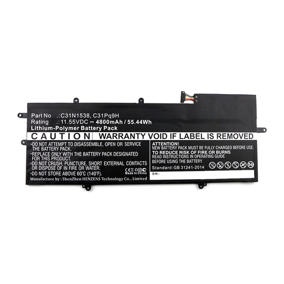 Batteries N Accessories BNA-WB-P15918 Laptop Battery - Li-Pol, 11.55V, 4800mAh, Ultra High Capacity - Replacement for Asus C31N1538 Battery
