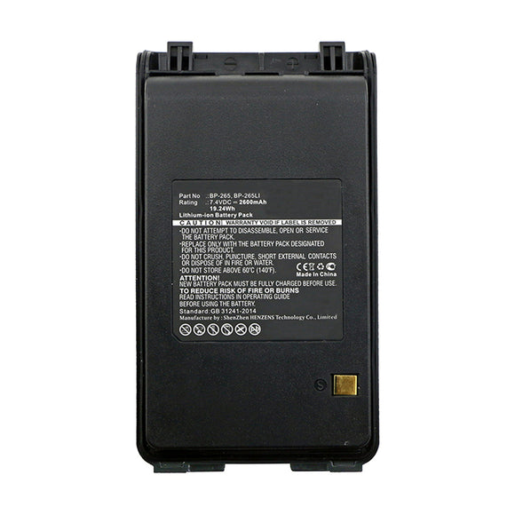 Batteries N Accessories BNA-WB-L12065 2-Way Radio Battery - Li-ion, 7.4V, 2600mAh, Ultra High Capacity - Replacement for Icom BP-265 Battery