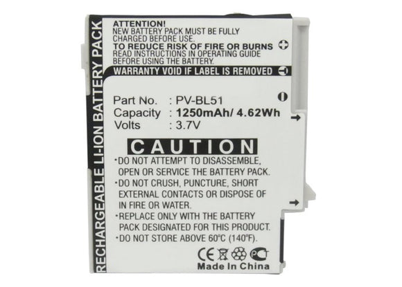 Batteries N Accessories BNA-WB-L3641 Cell Phone Battery - Li-Ion, 3.7V, 1250 mAh, Ultra High Capacity Battery - Replacement for Sharp PV-BL51 Battery