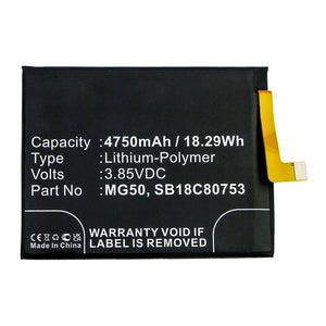 Batteries N Accessories BNA-WB-P14592 Cell Phone Battery - Li-Pol, 3.85V, 4750mAh, Ultra High Capacity - Replacement for Motorola MG50 Battery