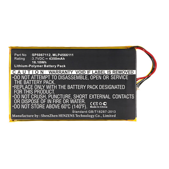 Batteries N Accessories BNA-WB-P15376 Tablet Battery - Li-Pol, 3.7V, 4350mAh, Ultra High Capacity - Replacement for Fuhu MLP4566111 Battery