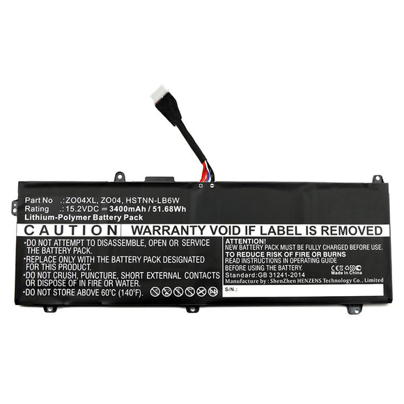 Batteries N Accessories BNA-WB-P9637 Laptop Battery - Li-Pol, 15.2V, 3400mAh, Ultra High Capacity - Replacement for HP ZO04XL Battery