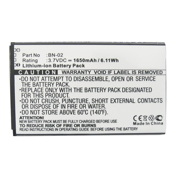 Batteries N Accessories BNA-WB-L14619 Cell Phone Battery - Li-ion, 3.7V, 1650mAh, Ultra High Capacity - Replacement for Nokia BN-02 Battery