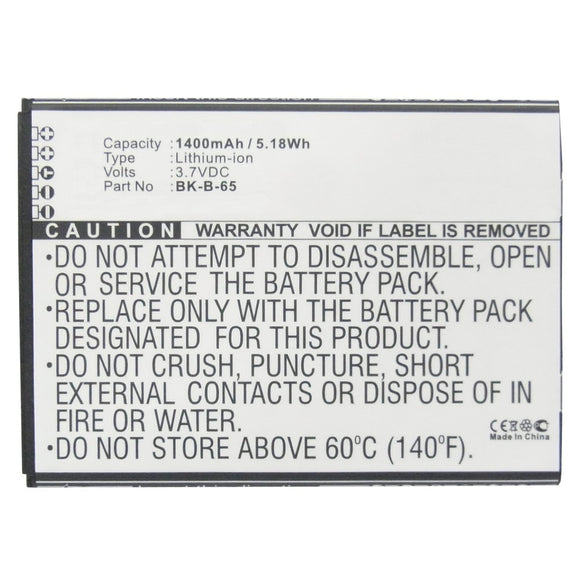 Batteries N Accessories BNA-WB-L9908 Cell Phone Battery - Li-ion, 3.7V, 1400mAh, Ultra High Capacity - Replacement for BBK BK-B-65 Battery