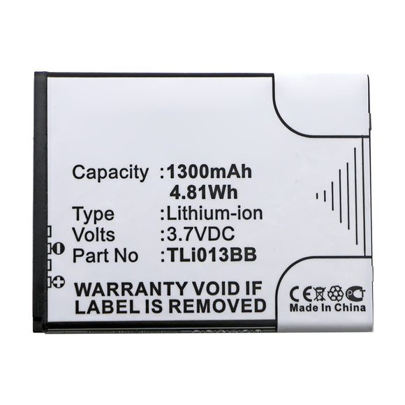 Batteries N Accessories BNA-WB-L14459 Cell Phone Battery - Li-ion, 3.7V, 1300mAh, Ultra High Capacity - Replacement for Alcatel TLi013B2 Battery